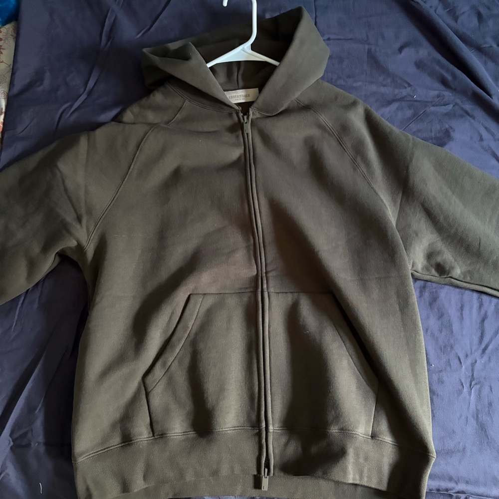 Olive Green Zip-Up Hoodie